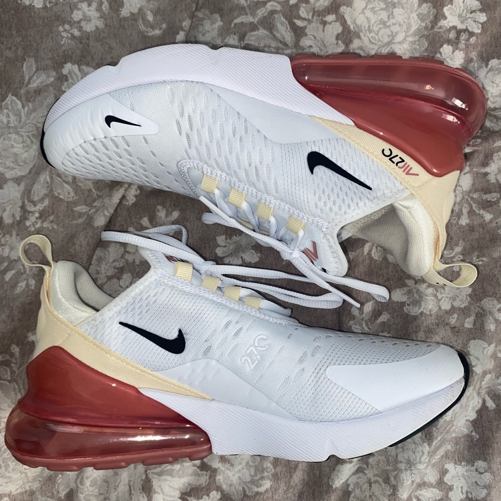 Nike White Sneakers with Red Insole
